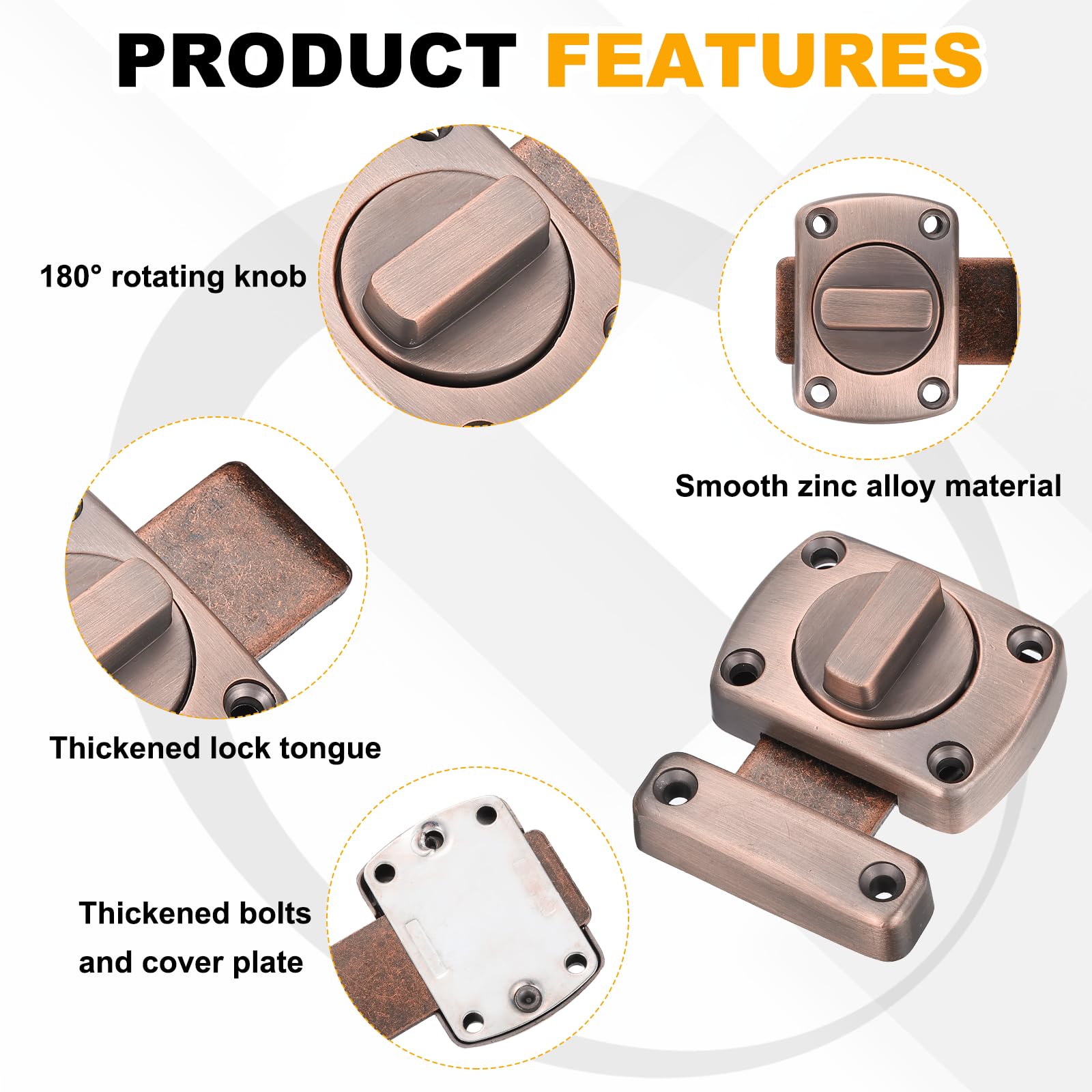 PATIKIL 2 Pcs Rotate Bolt Latch - Image 3
