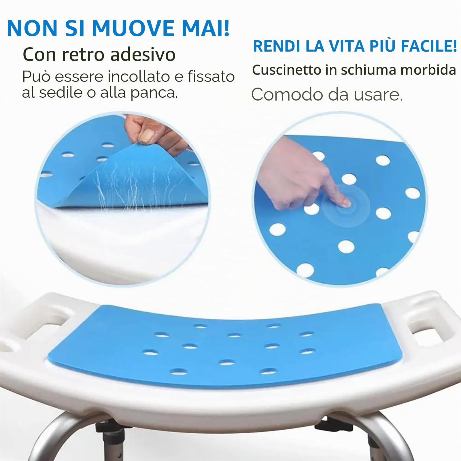 NEWFUN Sgabello Doccia Anziani, Sedia da Doccia Antiscivolo, Montaggio Senza Attrezzi, Sedile da Bagno per Adulti,150KG
