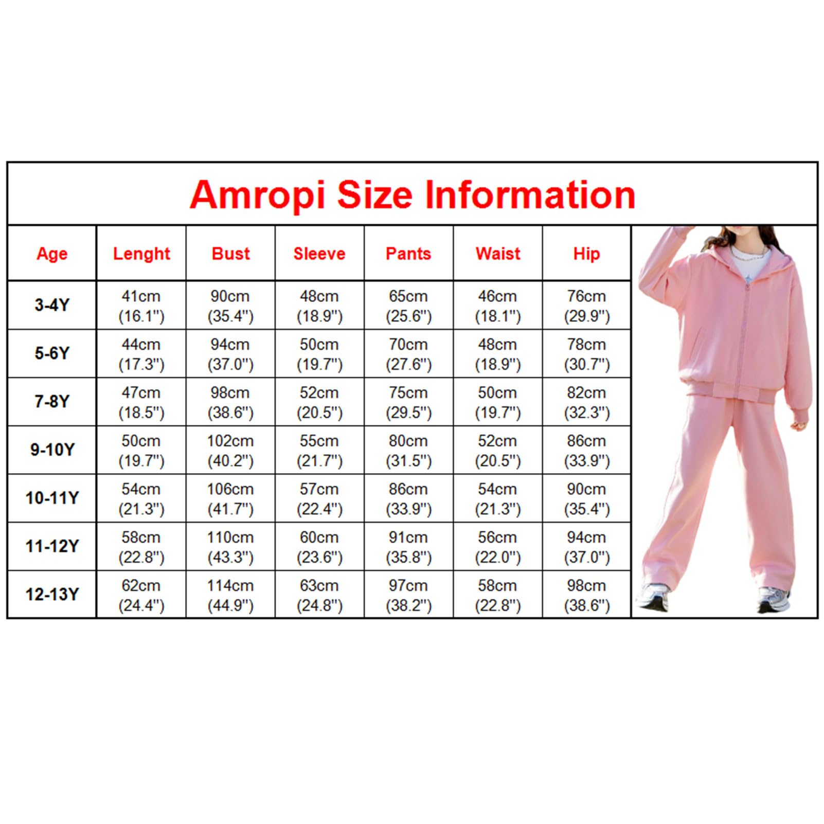amropi Filles Ensemble de Survêtement Veste à Capuche et Jogging Pantalon 2 pièces Sport Vêtement pour 3-13 Ans