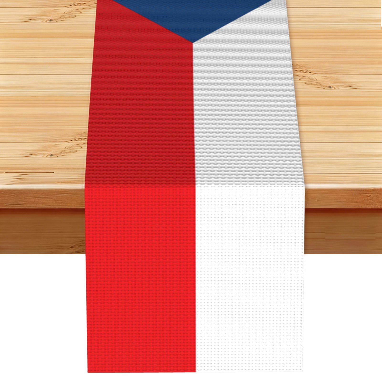 Flag of the Czech Republic Table Runner 13x72 Inch Dining Decor