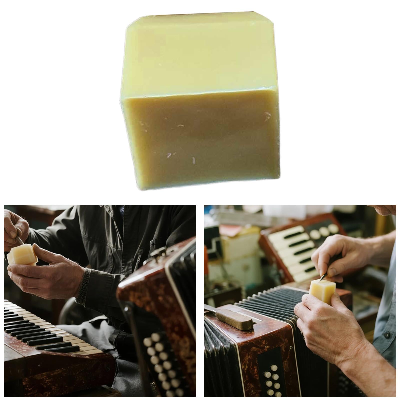 predolo Accordion Bienenwachs Block Reparaturzubehör Wartungswachs Instrumentenpflege DIY für Akkordeonreparatur Musikliebhaber Werkstatt Hobbyanwender, 1 StÜck
