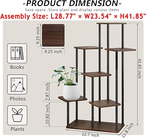 Miniatura 4 de AZERPIAN Soporte para plantas de 7 niveles para interiores, estante de flores de metal para múltiples plantas, soportes altos de flores de esquina
