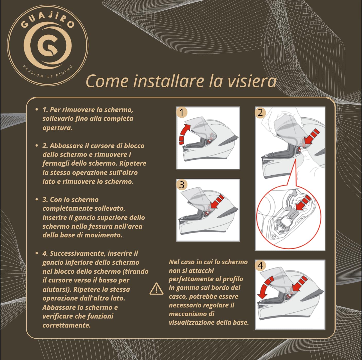 Guajiro | Visiera Compatibile con AGV GT2 | K1 | K5 | K5S | K3SV | S4SV | COMPACT | DUCATIV2 | HORIZON | NUMO | STEALTH | STRADA | Schermo in policarbonato Compatibile con Pinlock