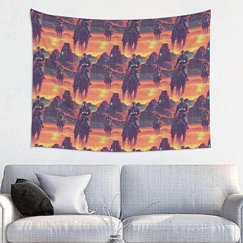 Miniatura 1 de Cyber Retro Western Cowboy Print Tapestry for Bedroom, Wall Hanging Tapestry for Bedroom Wall Room Decor Aesthetic Tapestries for Living Room Dorm