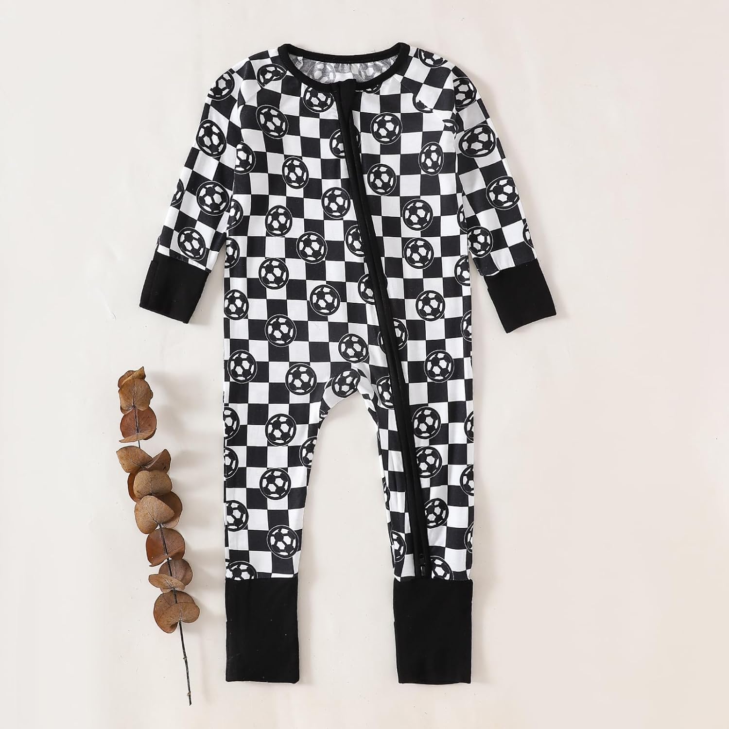 Chichoo Rayon from Bamboo Baby Pajamas Boy 2pack Baseball Football Infant 2 Way Zipper Pjs Romper Newborn Footless Sleeper - Image 3