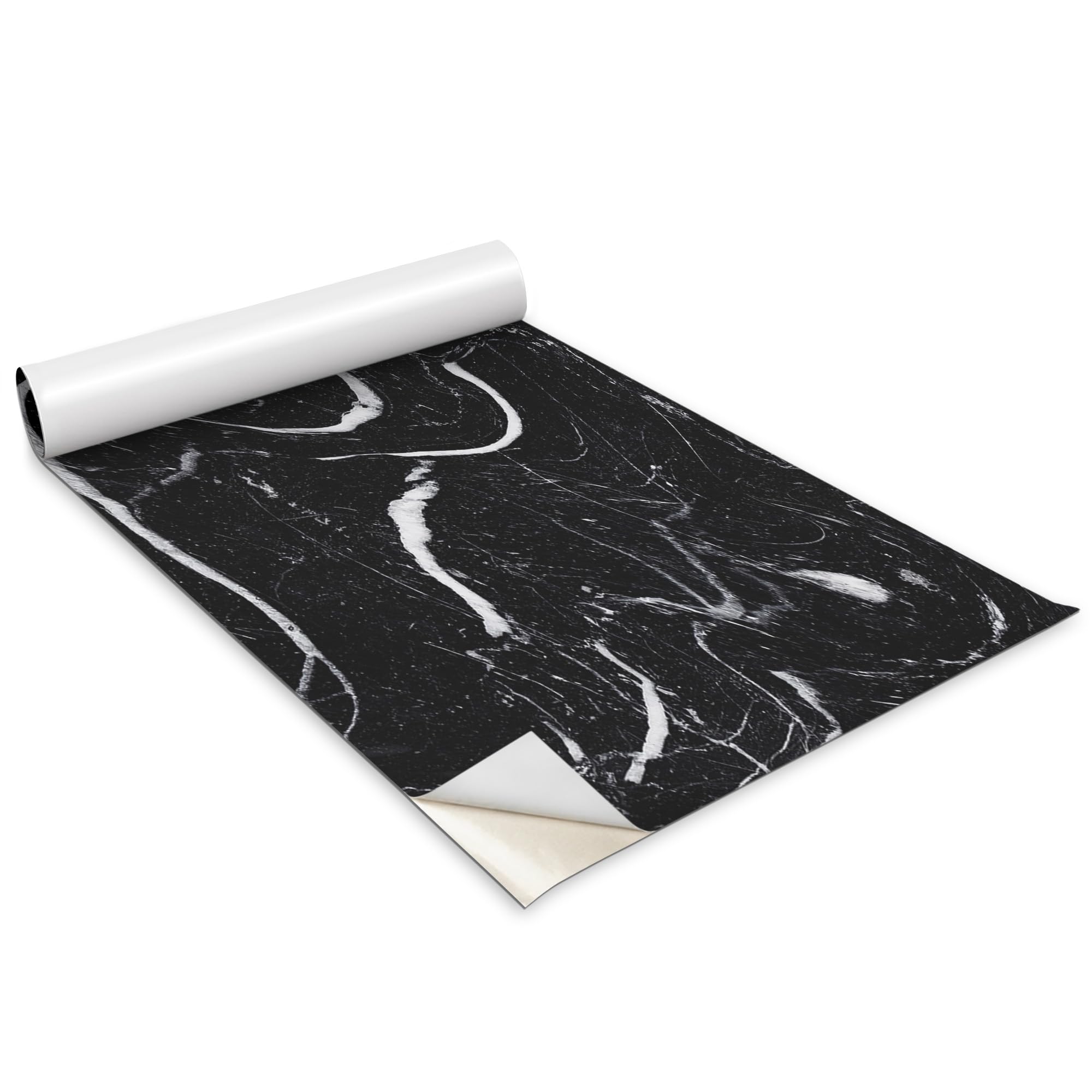 Autocollant pour Cuisine Marbre Noir 100x50 cm Sticker Décoratif Adhesif Meuble Salon