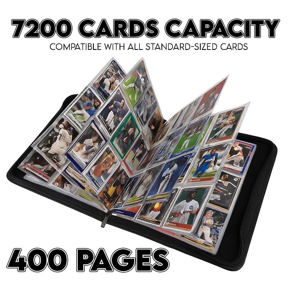 7200 Pockets Sammelkartenhüllen, Premium 9 Pocket 200 Blatt, doppelseitige langlebige Non-PVC-Hüllen, passend für MTG, PKM, Baseball, Fußball, Hockey & Sportkarten, passend für 3-Ringbuch (400 Blatt)