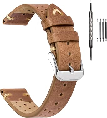 Cinturini per orologi in pelle, cinturini in pelle EACHE Rally Racing  Cinturini per orologi in pelle scamosciata fatti a mano da uomo 18mm 20mm  22mm : Amazon.it: Orologi