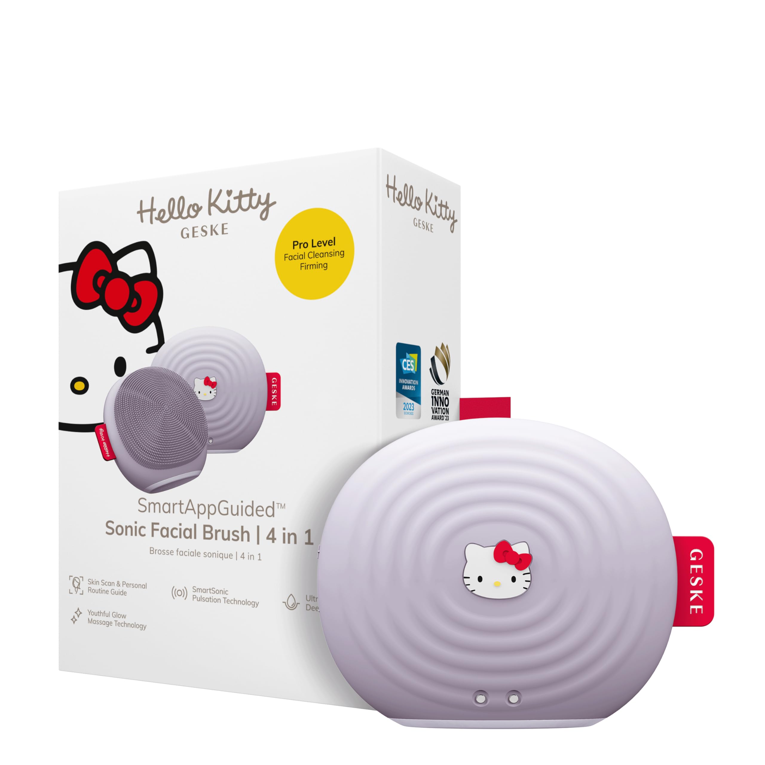 GESKE x Hello Kitty | SmartAppGuided™ Sonic Facial Brush | 4 in 1 | Elektrische Gesichtsreinigungsbürste | Reinigungsbürste | Gesichtsbürste | Hautreinigung | Skincare | sanfte Reinigung