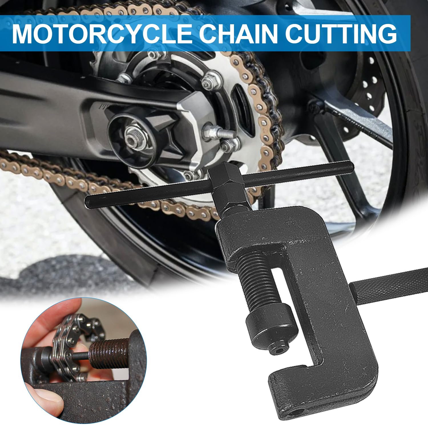 13 Piezas Remachadora Cadena Moto Kit, Tronchacadenas Moto Kit de Reparación, con Carcasa de Plástico de Alta Resistencia, Herramienta para Cortar Cadenas y Remachar