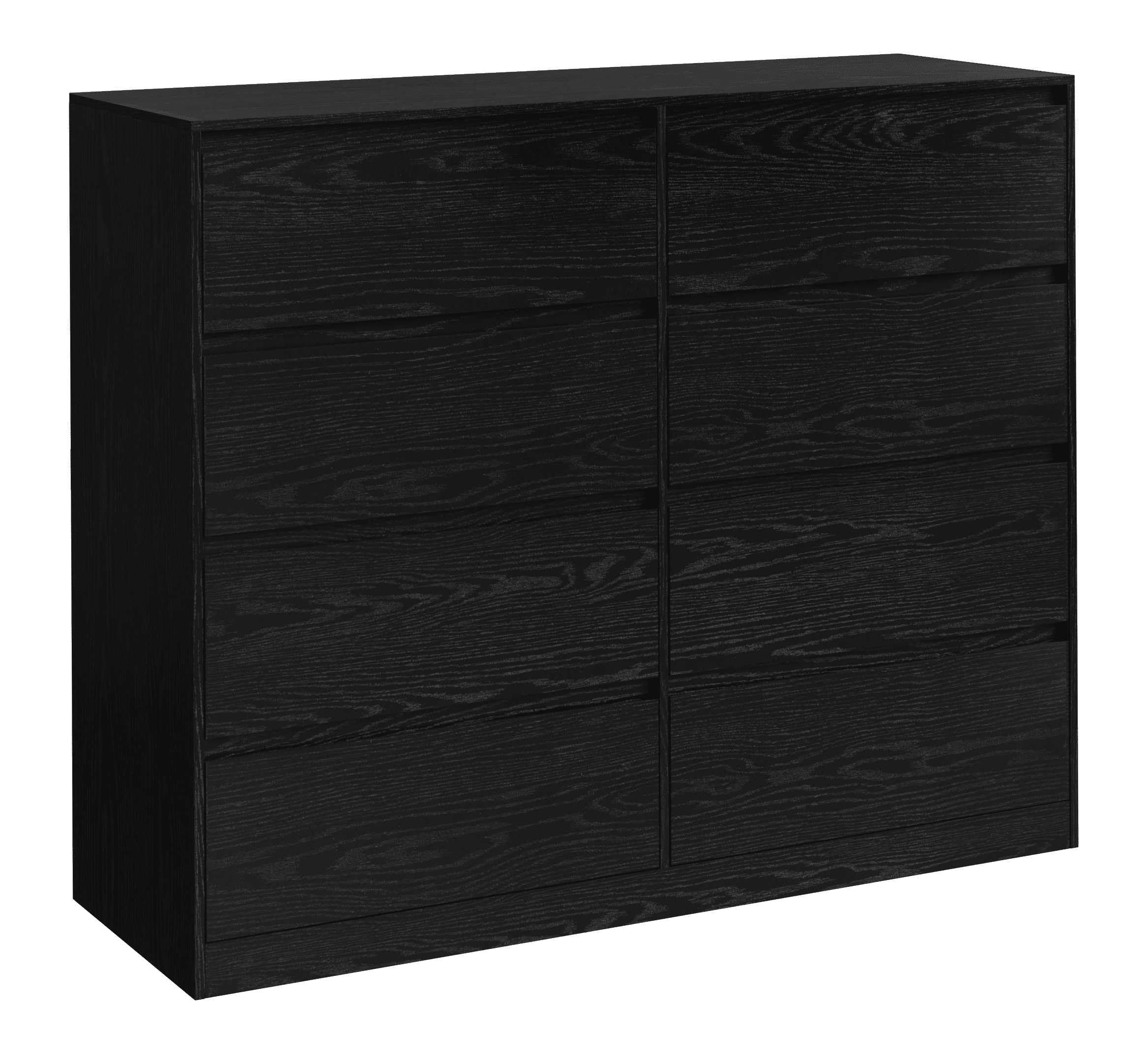 VASAGLE Collection - Chest of Drawers for Bedroom, Storage Organiser Unit with 8 Drawers, 40 x 119.4 x 97.5 cm, Modern Style, Ebony Black KAILYN LTS618BE01