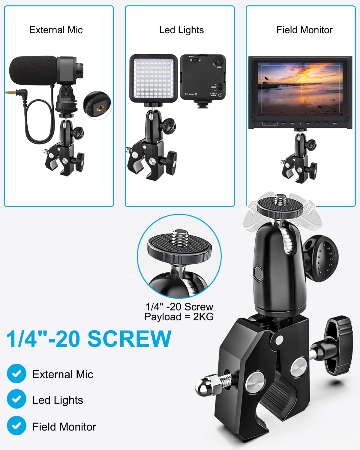 Aluminium Große Tablet Halterung Halterung für Spin Bike Laufband Peloton Mikrofonständer Stativ Adapter Heimtrainer Fahrrad Lenkerklemme für iPad Pro 13 Air, Galaxy Tabs, 9,5-14,5 Zoll Geräte