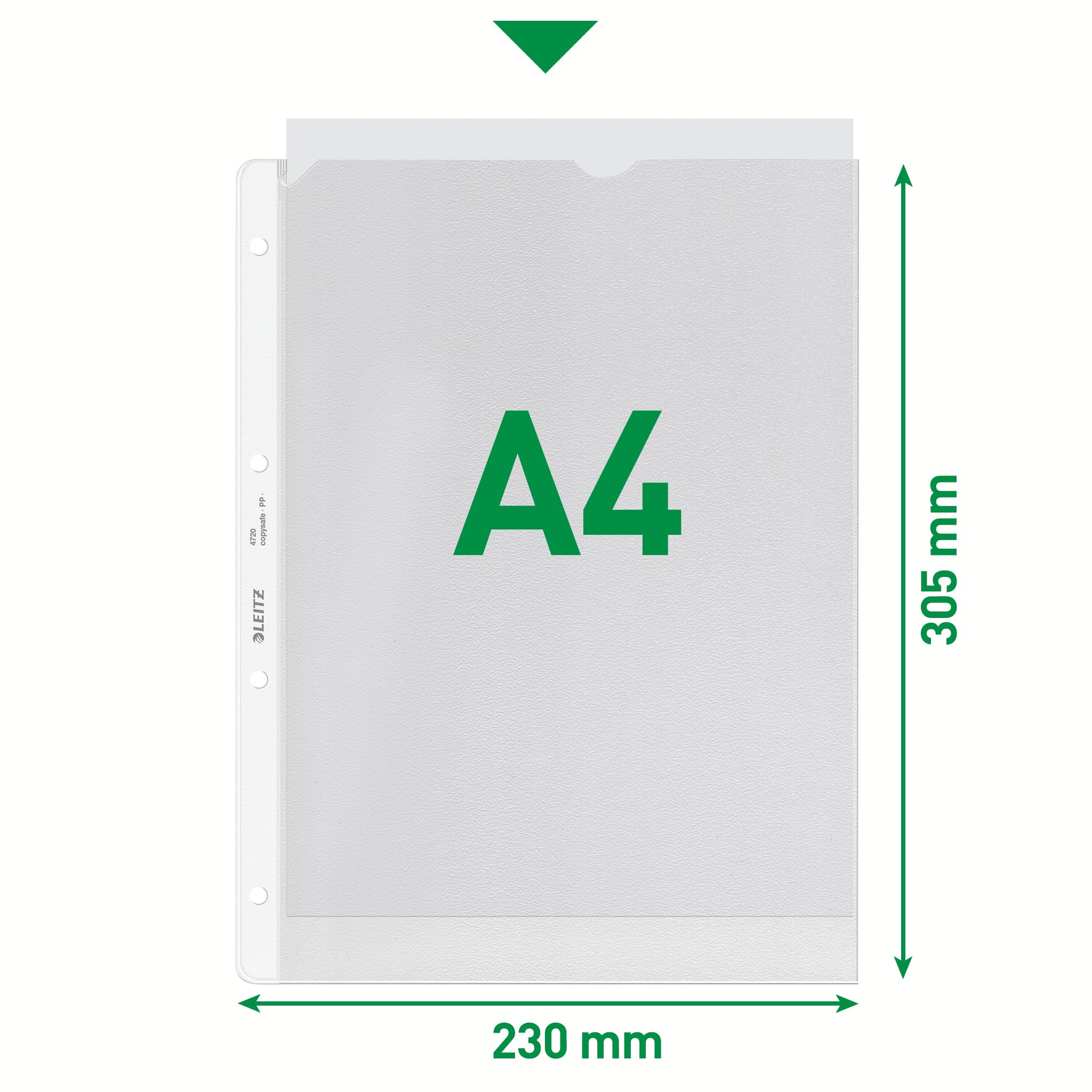 Esselte Leitz Prospekthülle Extrastark, A4, PP, genarbt, dokumentenecht, farblos, 47200003, transparent