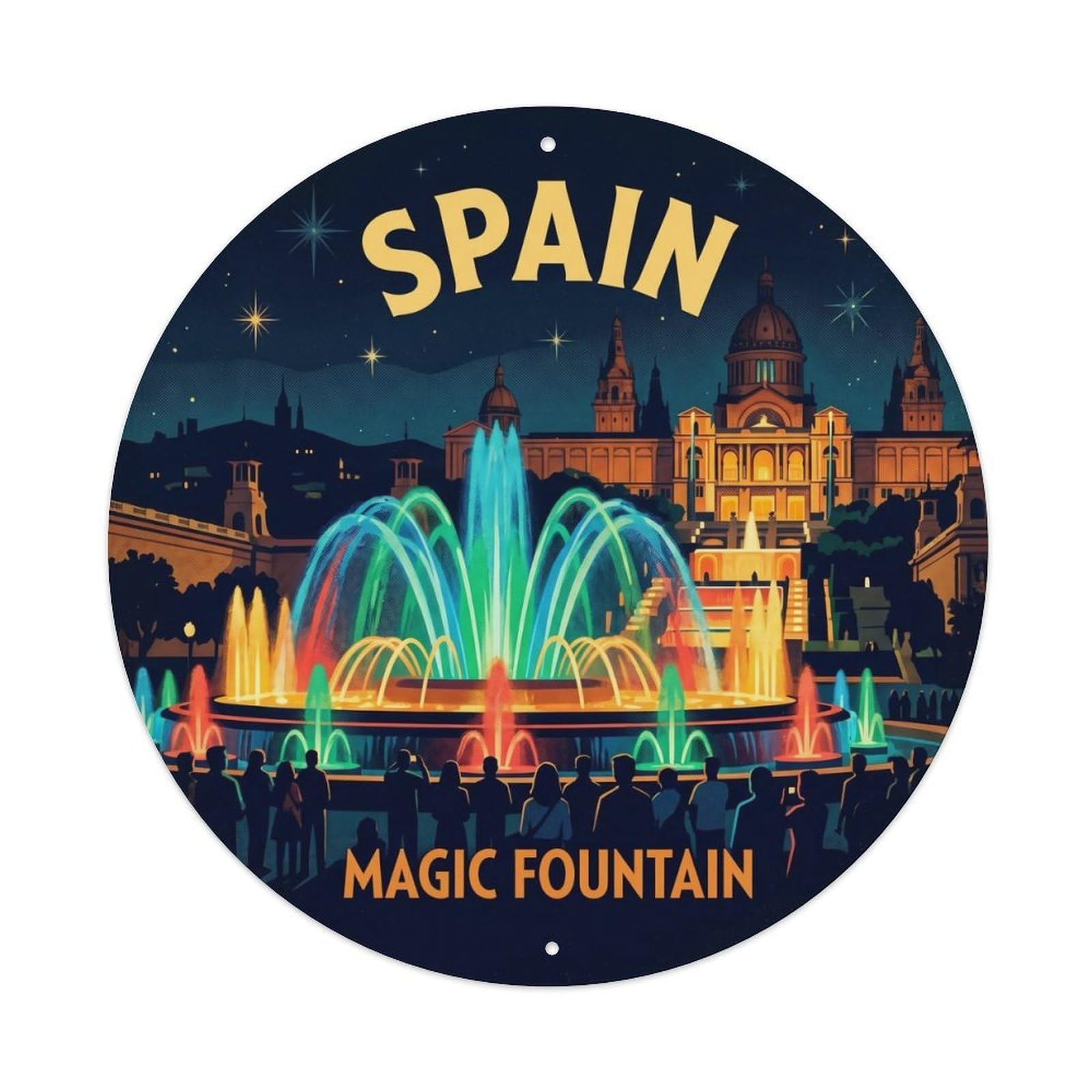 Barcelona Magic Fountain Spain Landmark Travel Metal Tin Sign