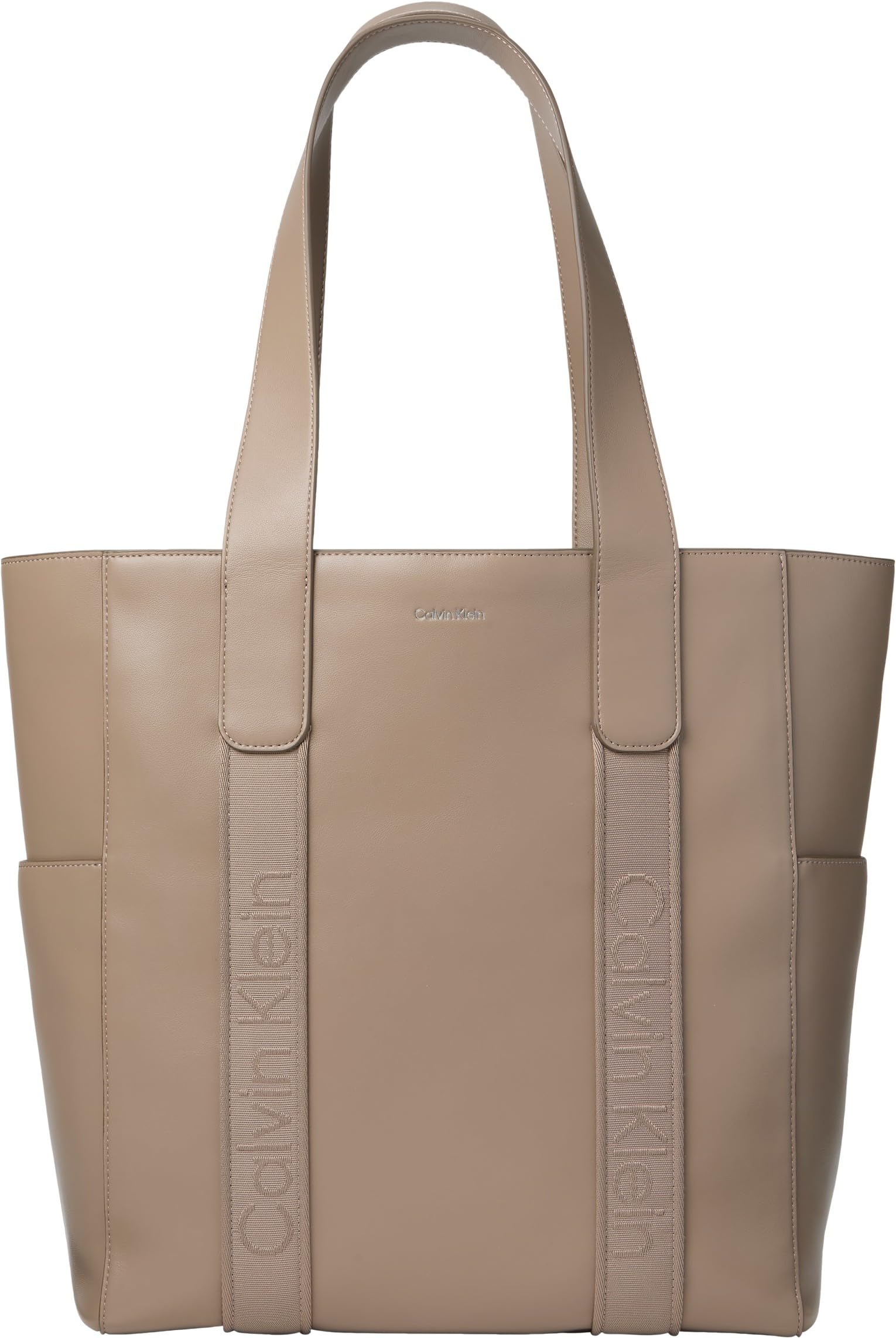 Calvin Klein Women's WEBBING STRAP TOTE LV04F3289G Tote, Brown (Desert Taupe), One Size