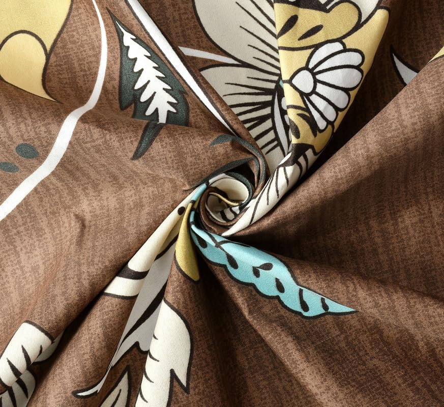 Image of NHD HOME Premium Cotton Flat Double Bedsheets with 2 King Size Pillow Covers | Double Bed Breathable | Wrinklefree | Ultrasoft 220 tc Supersoft Floral | 90x90 Inches, Brown