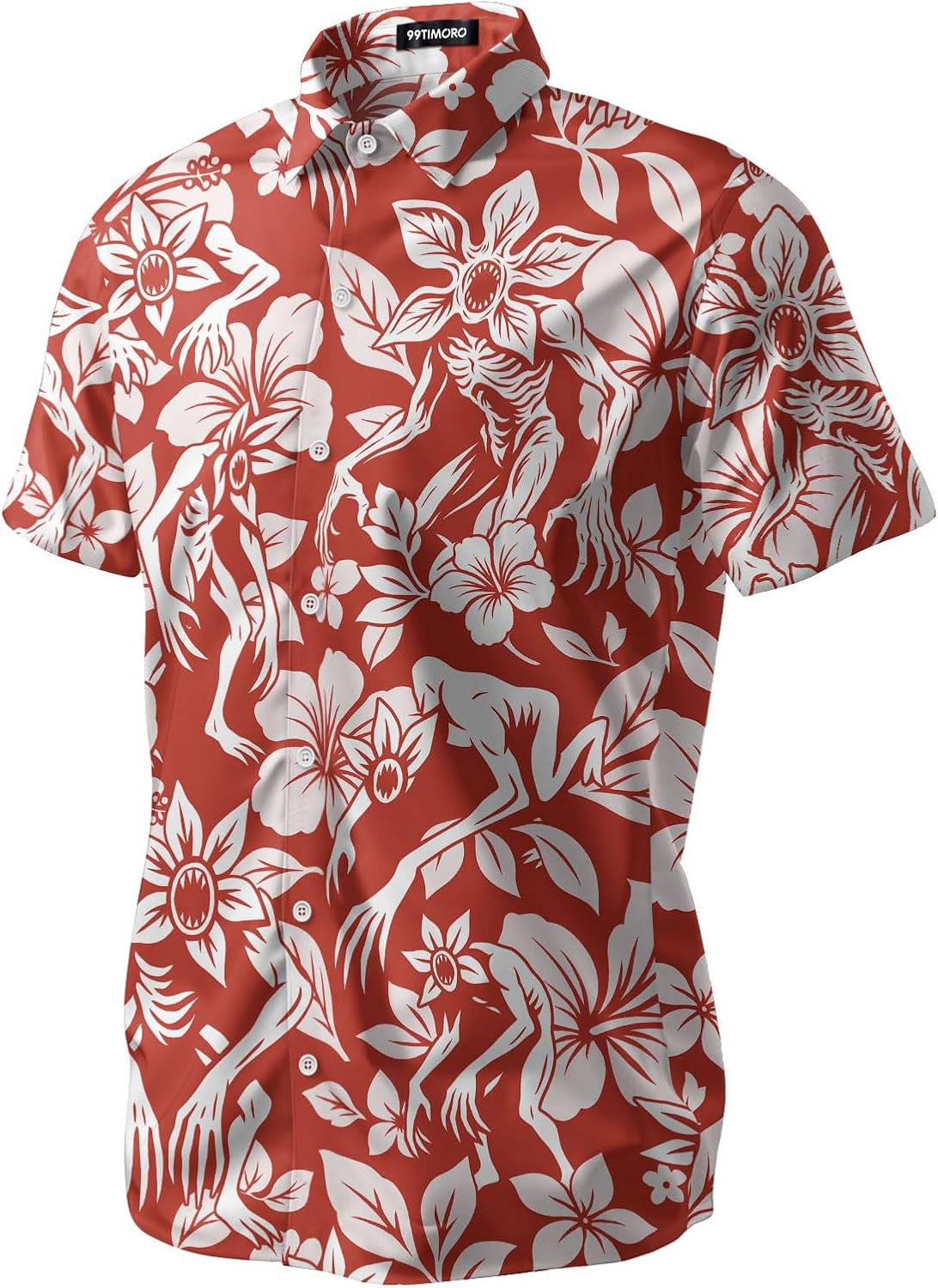 99TIMORO Horror Character Hawaiian Shirt, Scary Movie Themed Button Short Sleeve Top, Men Women Valentine Gifts