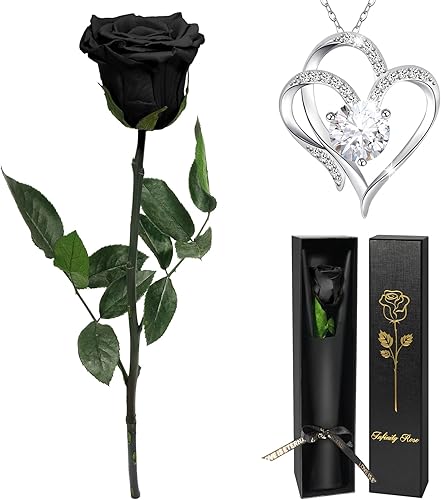 Miniatura 9 de Yamonic Regalos de cumpleaños para mujeres, flores reales preservadas con collar de corazón, regalos para mamá, abuela, ella, hija, esposa, novia,