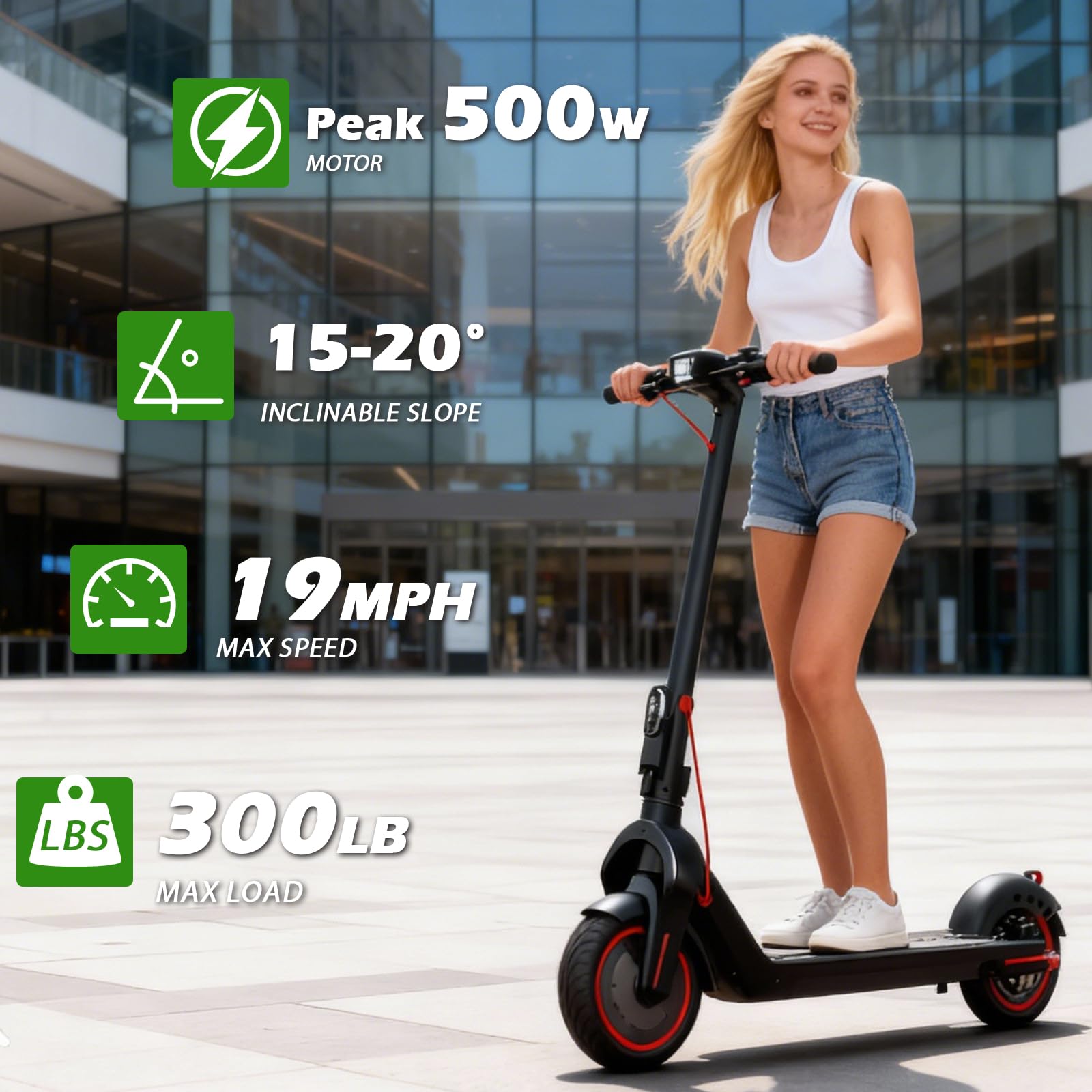 UrbanFish Electric Scooter for Adult 350W 500W 8 5 Tires 21 Miles Range 16 19 Mph Folding E-Scooter — view 4