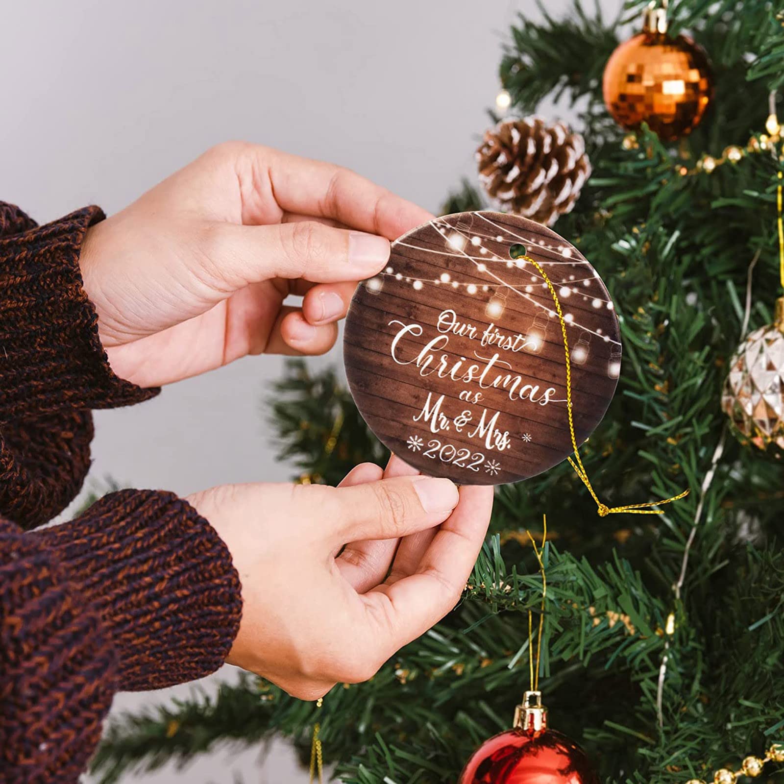 well dressed home christmas decorations 2022 Our First Christmas As Ornaments First Christmas Married Ornaments Couples Wedding Gifts Christmas Tree Ornaments Hanging Denim and Flower (2-B, One Size) Home small house christmas decor ideas