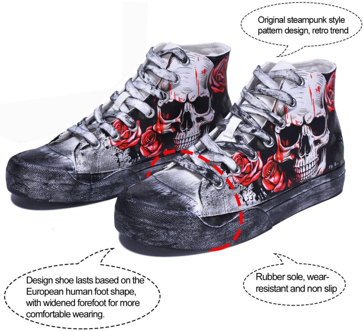 Gothic Skull Shoes Women Fashion Sneakers Men's Punk Cosplay Shoes image 5