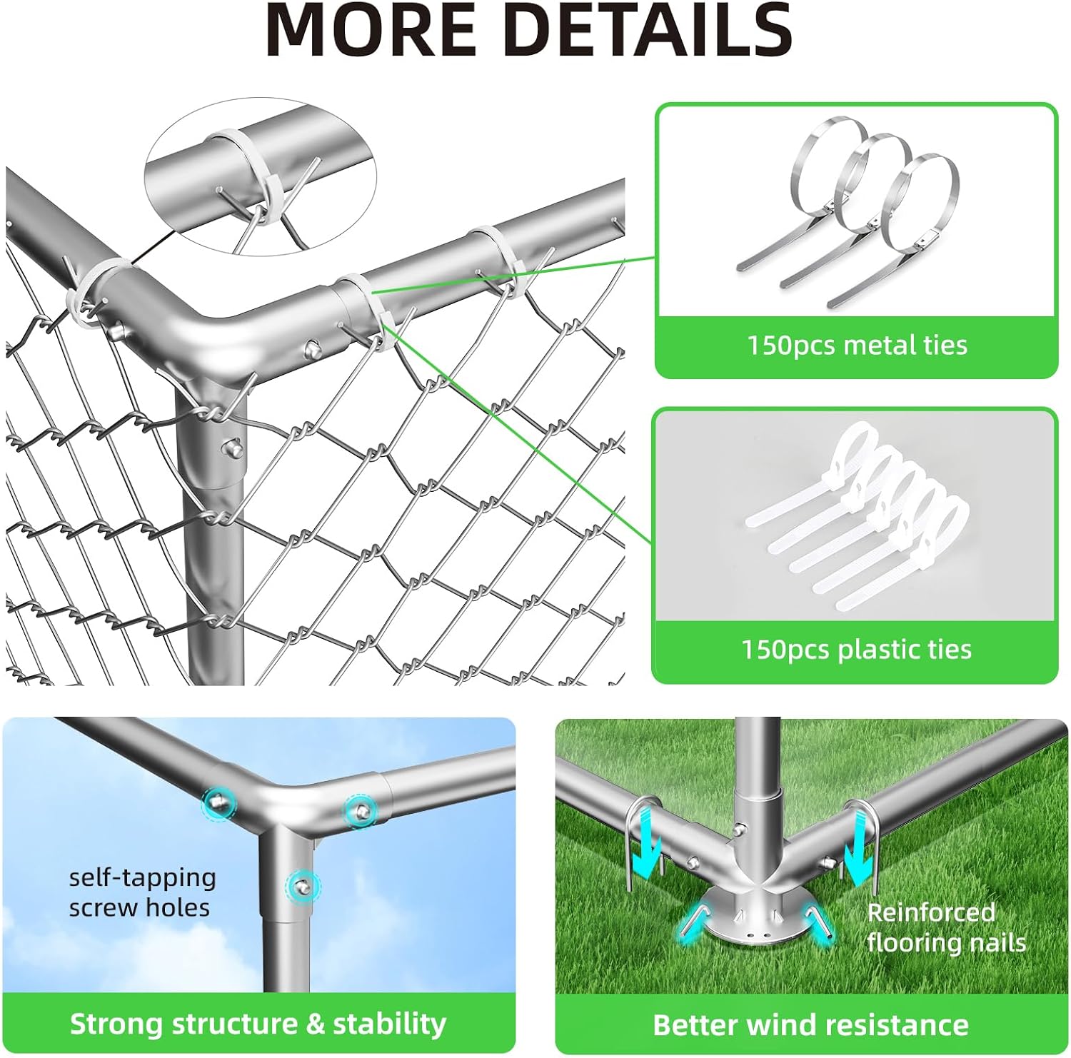 10x10FT Dog Kennel Outdoor Outside, Heavy Duty Metal Dog Enclosure with Waterproof Oxford Roof & Security Lock,Panels for Large Dogs & Small Animals, Backyard Pet Playpen