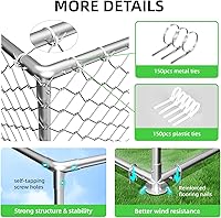 Vista 5 de Perrera para perros de 7.8 x 7.8 pies para exteriores, resistente, con cubierta impermeable, techo y valla de acero con cerradura de seguridad