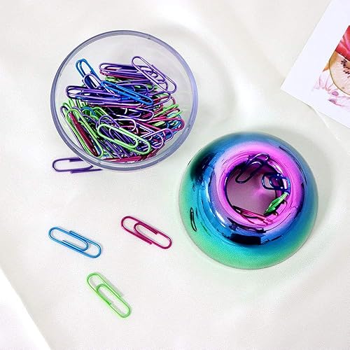 Miniatura 3 de Soporte magnético para clips y soporte acrílico para notas en tono oro rosa transparente, juego de organizador de escritorio con 100 clips de papel