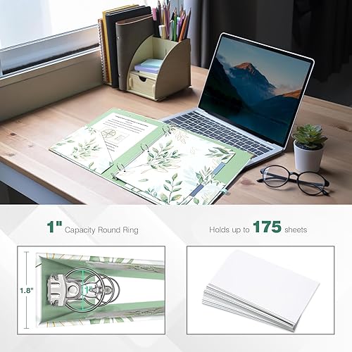 Miniatura 312 de Ospelelf Mini 3 Ring Binder, 2 Inch, Cute Pink Marble Binder for 5.5" x 8.5" with 5 Tab Dividers, File Folder Labels and Low Profile Clipboards