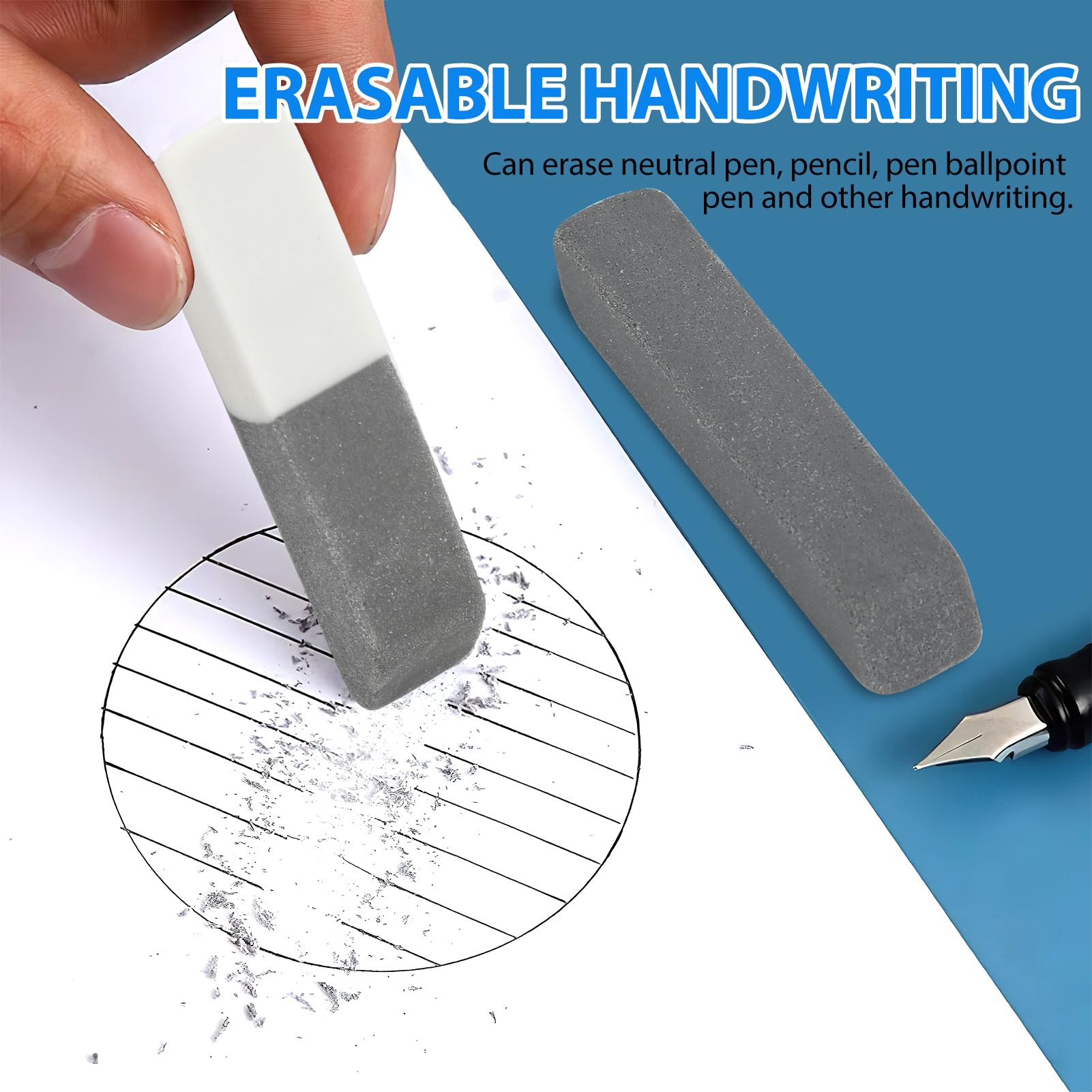 2Pcs Rubber Eraser Sand Eraser Ink Eraser Latex-Free Long Lasting Rubbers Correct Mistakes Easily for Deleted Pencil Ink Art Craft Drawing Home School University - Image 4