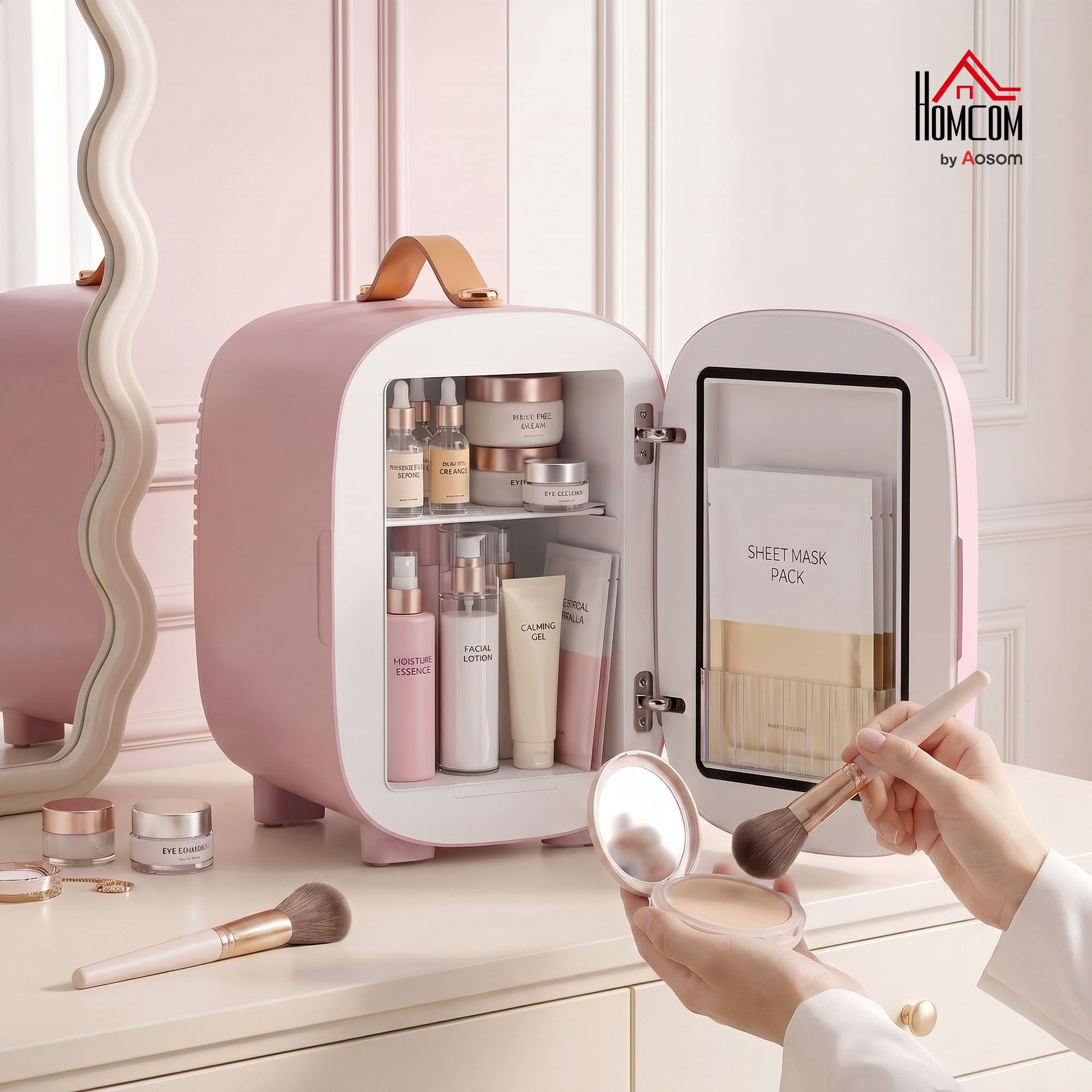 HOMCOM Mini frigo 4L Cool/Heat Portatile Rosa