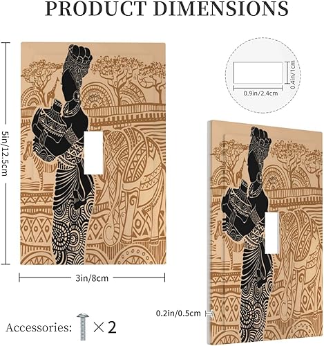 Miniatura 5 de Placa de pared de palanca individual de 1 cuadrilla, cubierta de interruptor de luz de cebra, elefantes, cubierta de tomacorriente decorativa para