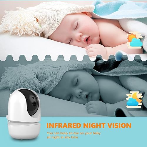 Miniatura 5 de Monitor de bebé con pantalla dividida HD 720P, 2 cámaras, monitor de video de 4.3 pulgadas PTZ remoto, 22 horas de tiempo en espera, conversación