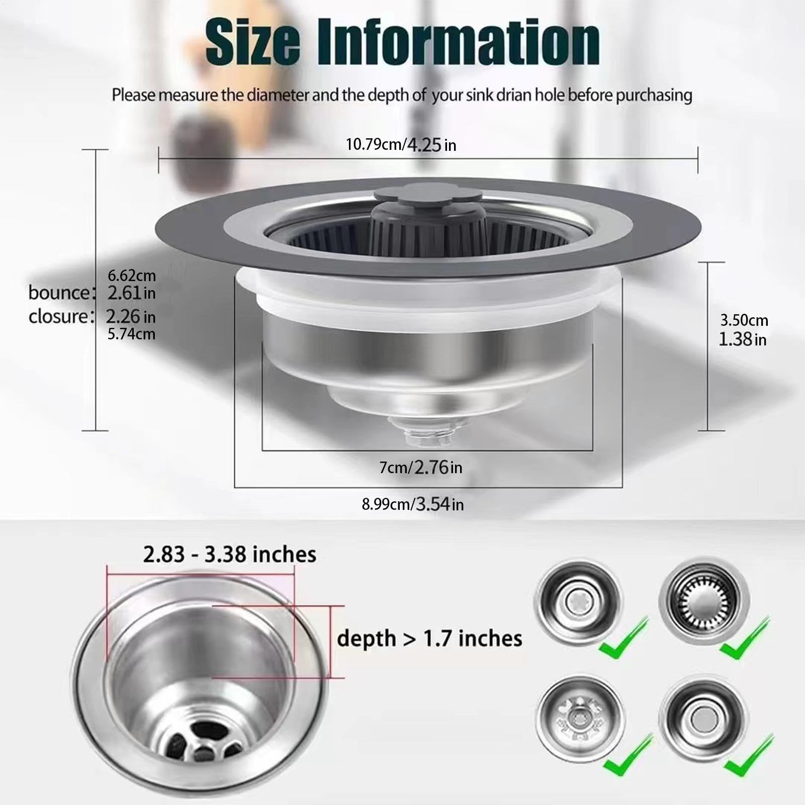Colador de drenaje y tapón de fregadero,Tapón de drenaje con colador de cesta | Tapón multifuncional para fregadero de cocina - Colador de drenaje de cocina de acero inoxidable, cesta de colador de fr