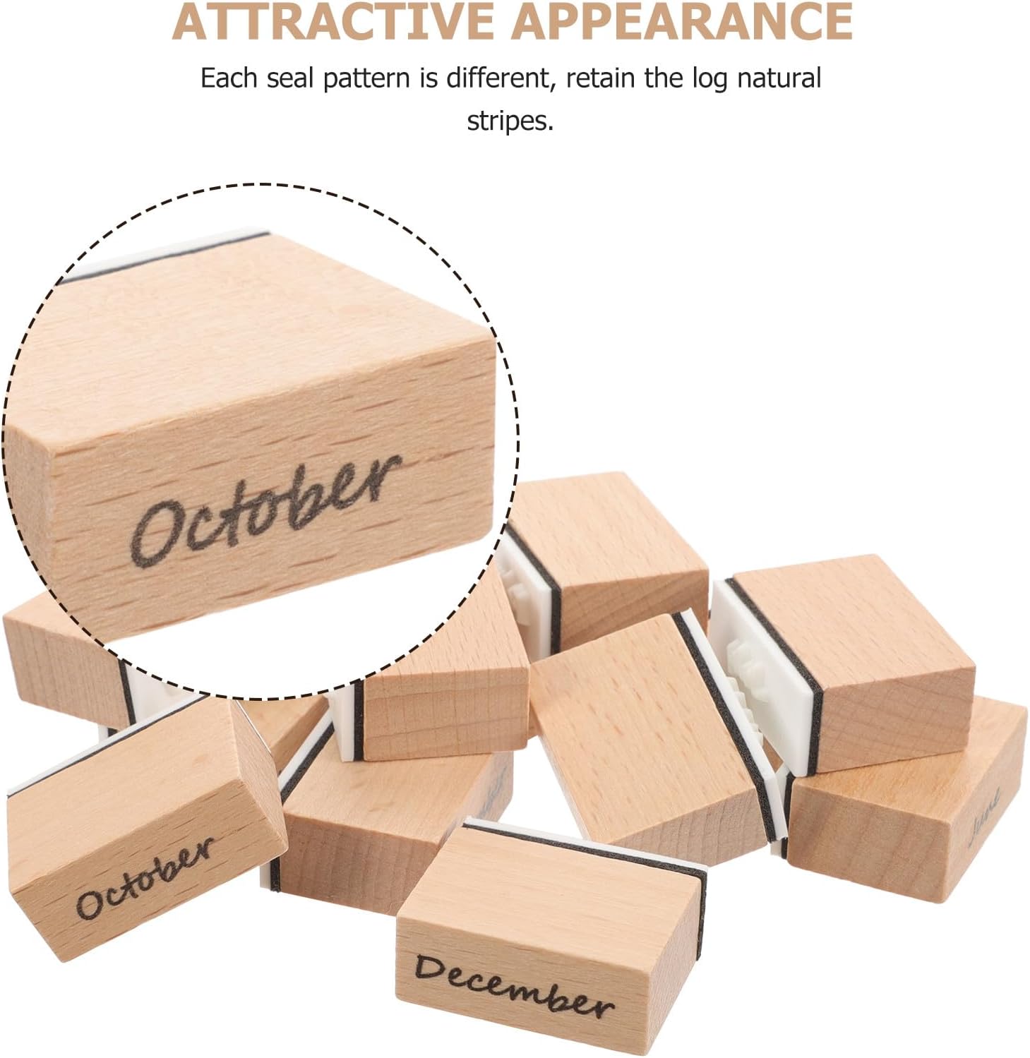 Zerodeko 12pcs Wooden Stamps 12 Months, Wooden Months in Small Size for Crafting,journaling Supplies