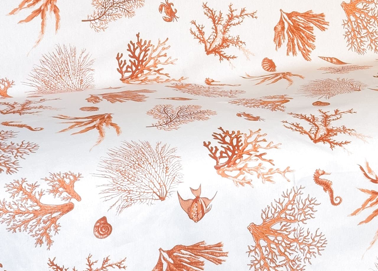 BIANCHERIAWEB Granfoulard Überwurf 180 x 280 cm, Überwurf aus 100% Baumwolle, hergestellt in Italien, Sofaüberwurf oder Tagesdecke für Einzelbett, Muster Koralle Orange