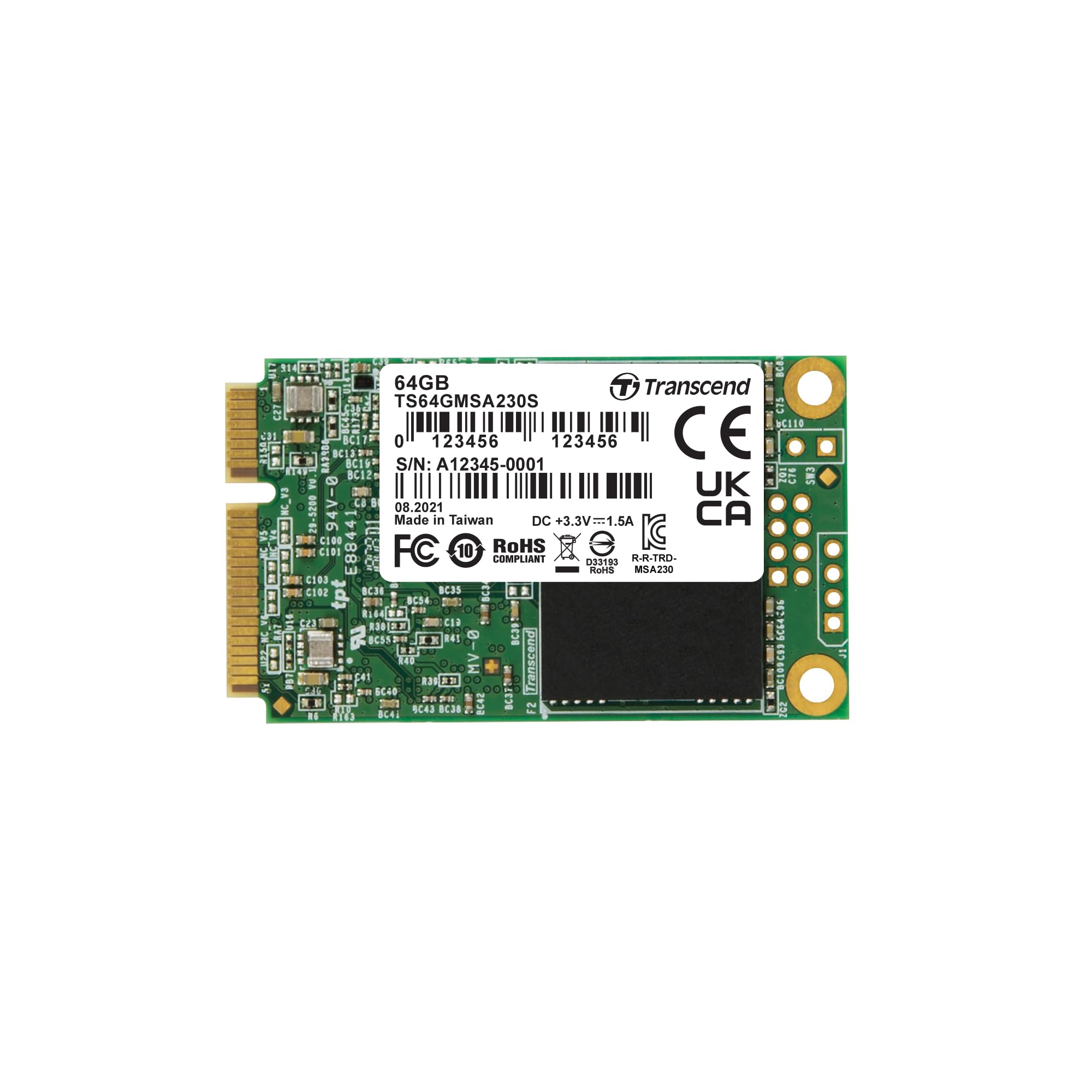 Transcend TS64GMSA230S 64GB SATAIII mSATA SSD 230S Internal Solid State Drive, 1 Count (Pack of 1)