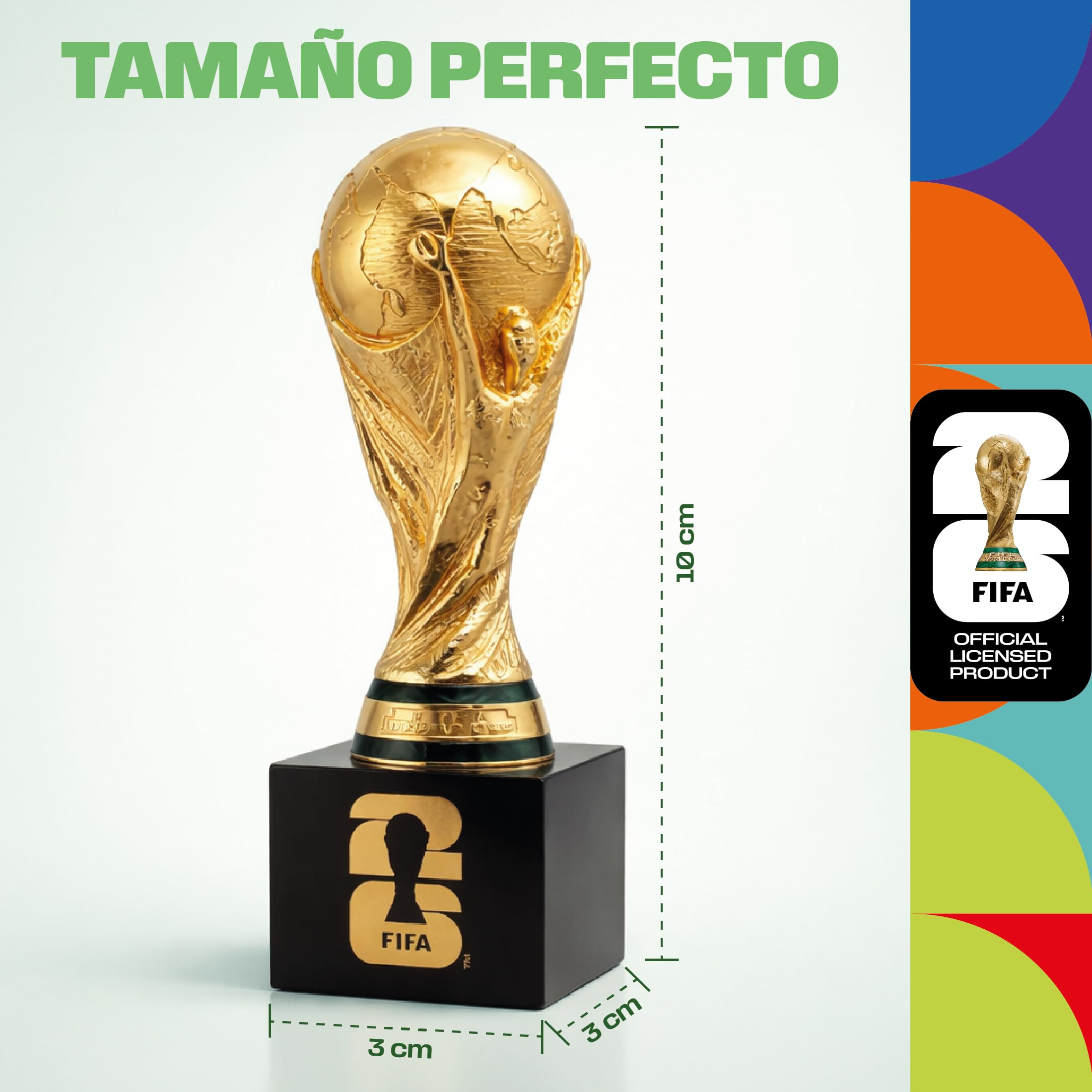 Replica di Trofeo 3D da 70 mm con piedistallo con Licenza Ufficiale della Coppa del Mondo FIFA 2026