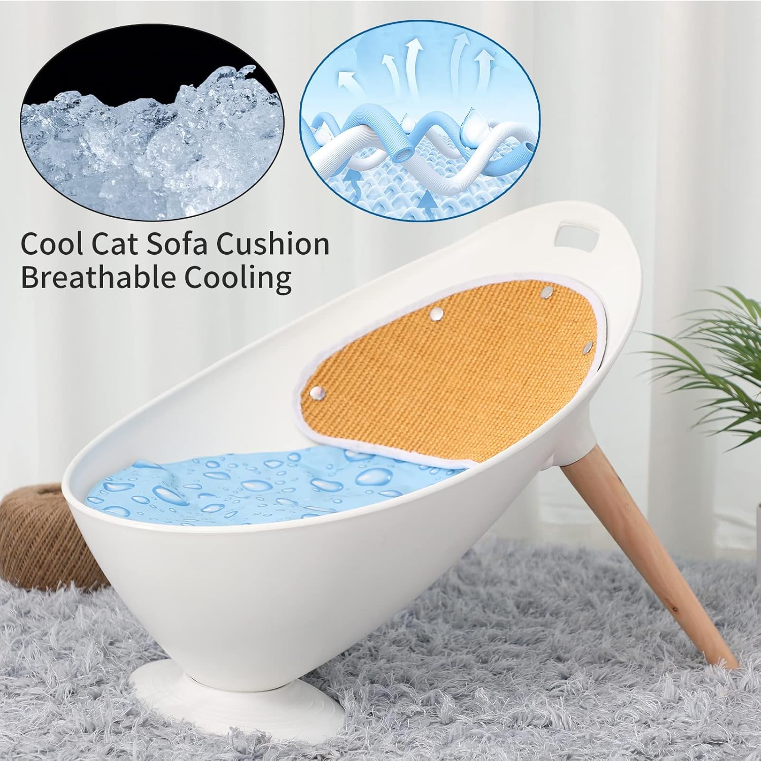 PETAMENT Cat Couch Bed Cat Sofa with Natural Sisal Scratching Mat, Modern Pet Chair for Large Cat, Kitty, Kitten, and Small Dogs, with 2 Replaceable Couch Mats for 4 Seasons Available : Pet Supplies