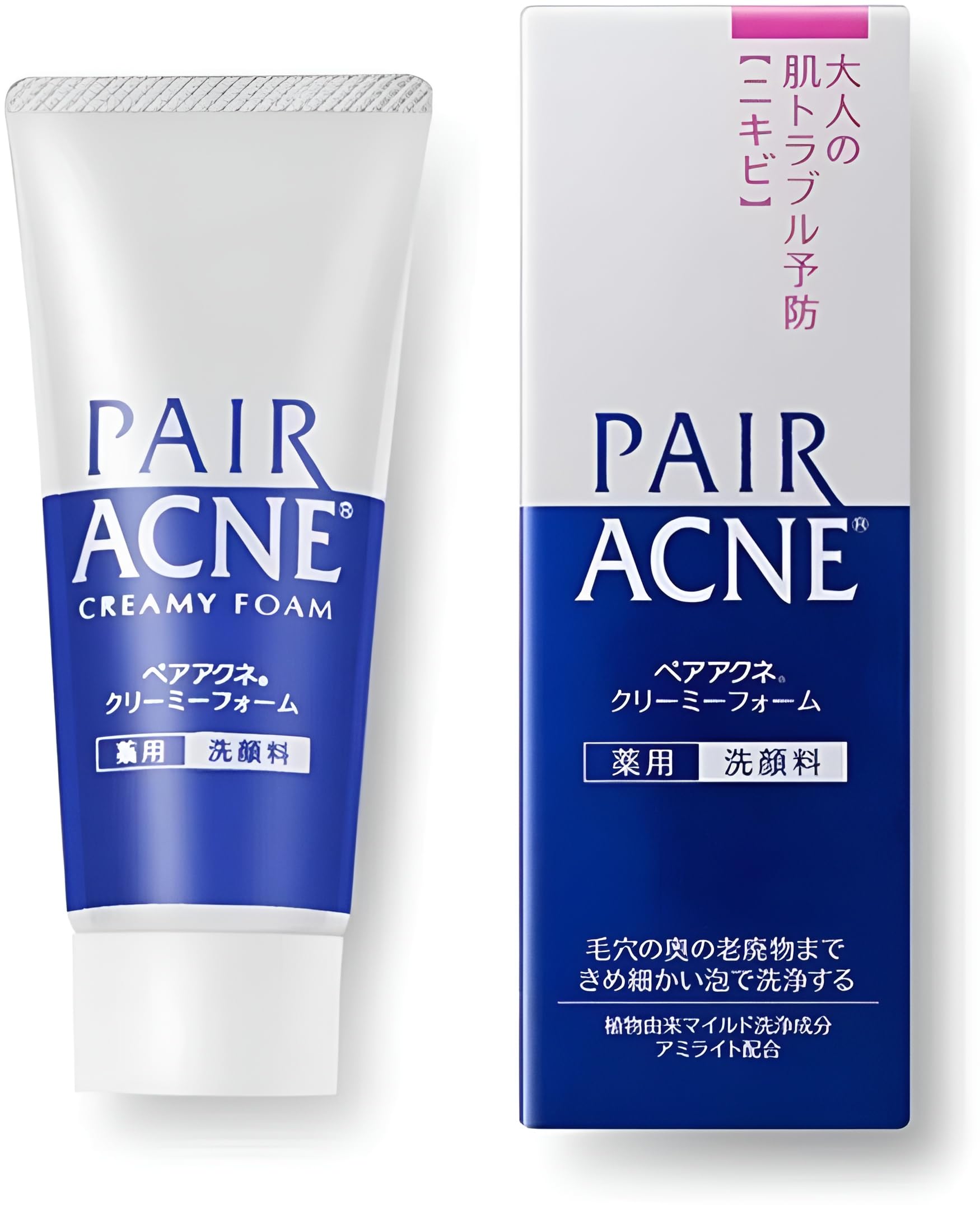 Lion Pair Acne Creamy Foam 80g – Japanese Medicated Face Wash for Acne with Vitamin C