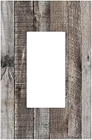 Vista 108 de Placa de pared dúplex de receptáculo de dispositivo de 1 gang de madera envejecida blanca gris con veta de tablón, cubierta de enchufe eléctrico