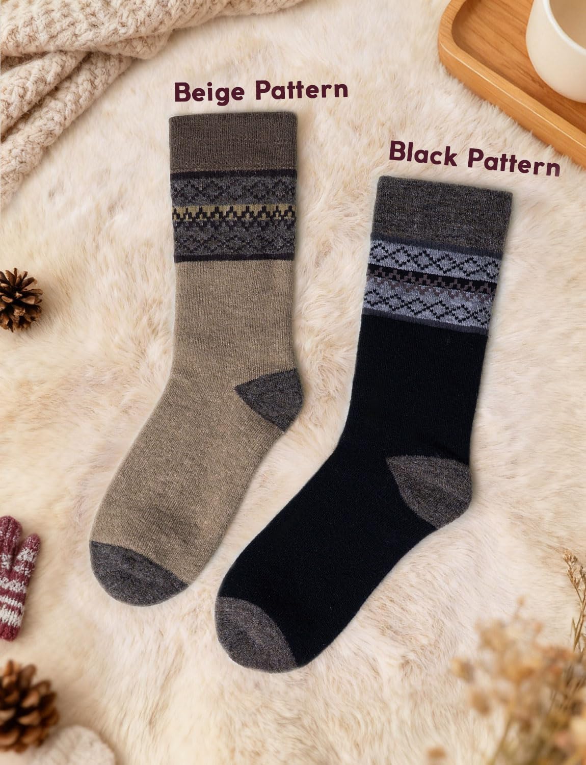 Alpaca Wool Winter Heavyweight Crew Socks Warm Thick Thermal Hiking Boot Work Cushioned Cozy Moisture Wicking - Image 2