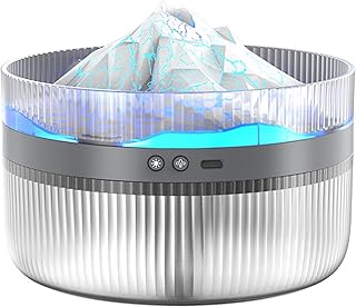 BYYLECL Difusor, humidificadores volcán USB para el hogar, humidificador de pulverización de 1,5 L con 2 colores de luz y 2 modos de niebla, apagado automático, blanco