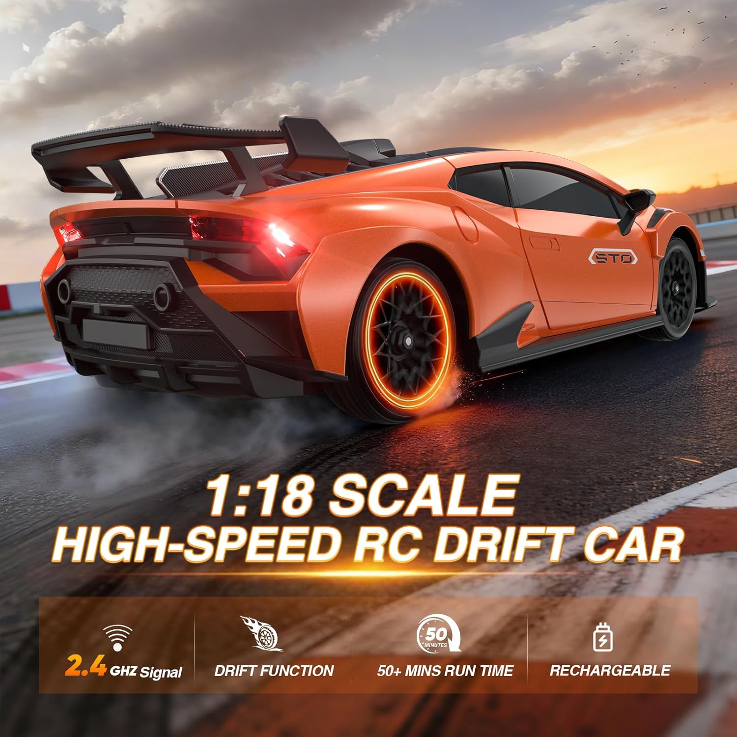 Lamborghini Remote Control Car, 1:18 Scale Officially Licensed Lambo Toy Car, 35KM/H High Speed Fast RC Drift Car with LED Light 2.4GHz Model Cars for Boys Girls Kids Adults Birthday Ideas Gift - Image 2
