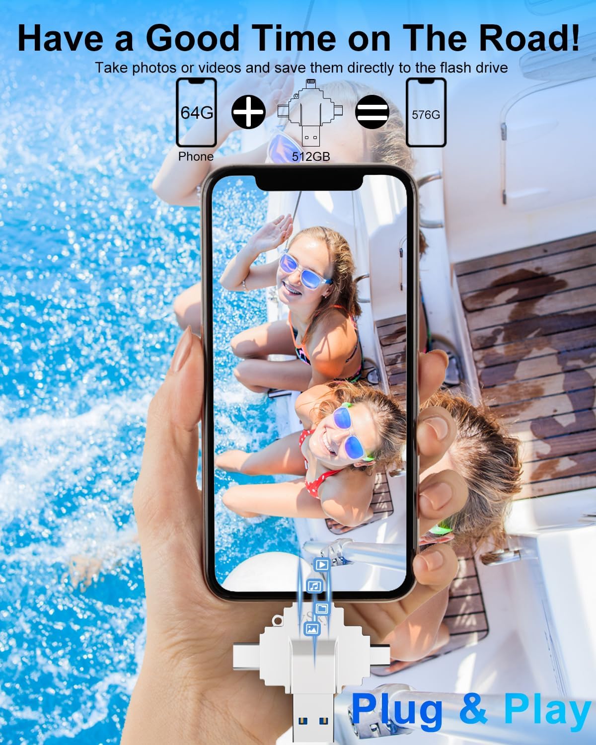 MFi Certified 512GB Photo Stick for iPhone Flash Drive,4 in1 External Storage Thumb Drive for iPhone Photos Videos Contacts Backup,USB C Memory Stick Flash Drives for iPhone/iPad/Android/PC/MAC