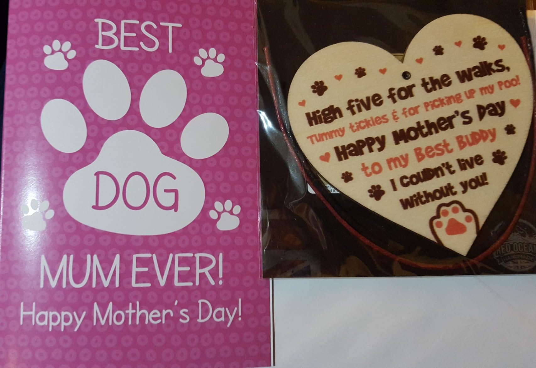 RED OCEAN Mothers Day Card To The Best Dog Mum Ever - Novelty Wooden ...