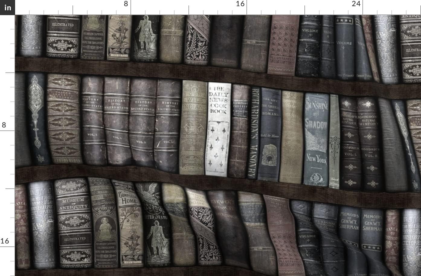 Spoonflower Fabric - Library Moonlight Shelves Books Magic Book Classroom Printed on Organic Cotton Sateen Fabric by The Yard - Sewing Quilting Apparel Home Decor