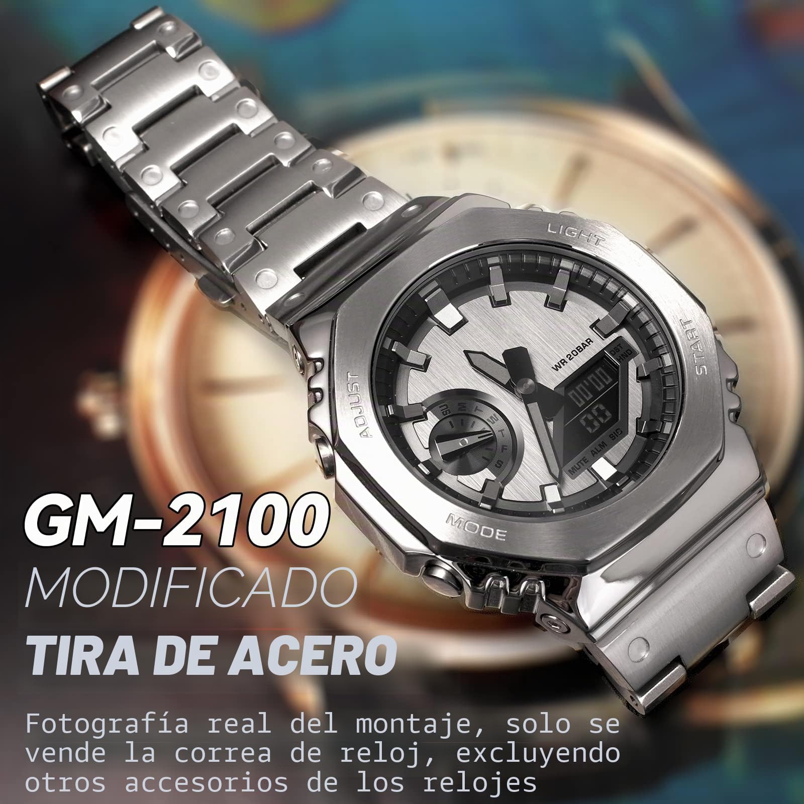 Correa de Reloj de Metal para Hombre Compatible con Casio GM-2100, Pulsera de Acero Inoxidable 316 Compatible con G-SHOCK GM2100B, Liberación Rápida