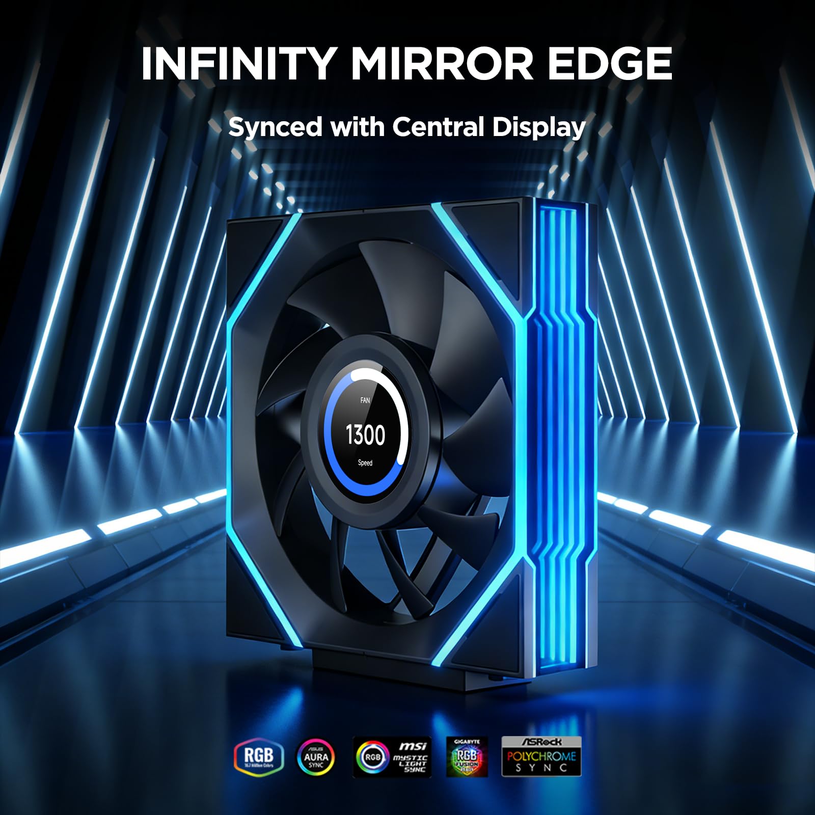 TZMRIT Interstellar-V4 LCD Daisy Chain RGB PC Fan 120 mm, 1.5 Inch LCD/24 LEDs/2100 RPM/61.54CFM/28 mm (Black Reverse)