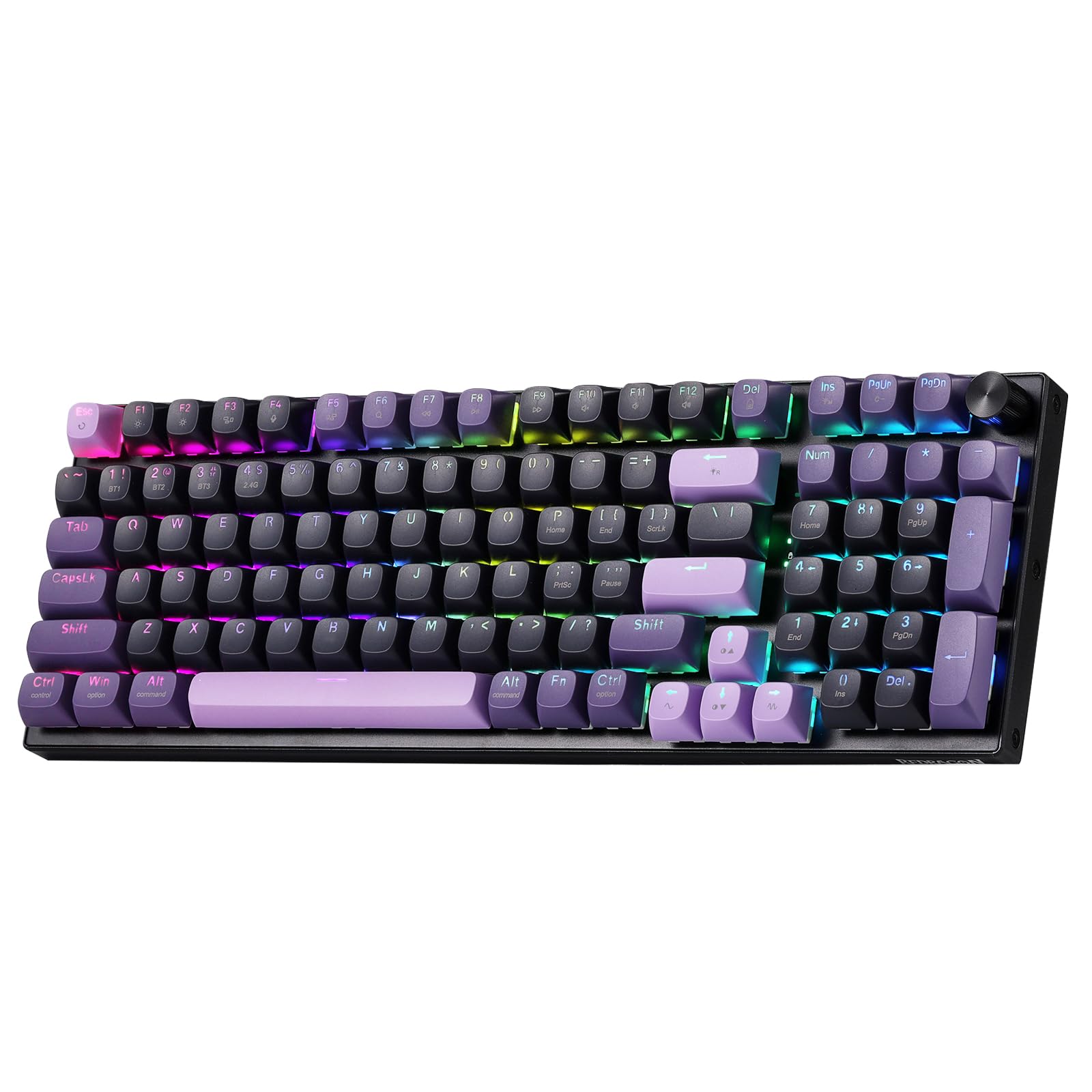 Redragon K740 PRO Wireless RGB Gaming Keyboard, Aluminum Base & Knob, 95% | Rock-Solid Metal Build, Multi-Function Control Wheel, Creamy Custom Switch, Swap-Ready Socket, Fade-Resistant PBT Keycap-image-1